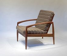 Scandinavian design armchair PAPER KNIFEfabricwoodenwith footrest
