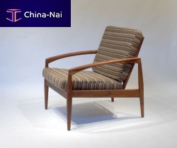 Scandinavian design armchair PAPER KNIFEfabricwoodenwith footrest