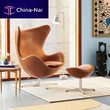 Scandinavian design armchair EGGfabricleatherwith footrest