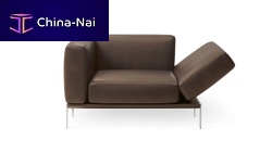 Contemporary armchair 1343 PIUleatherfabricwith reclining back