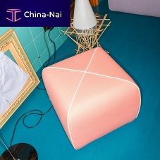 Contemporary pouf CROSSED fabricleathersquare