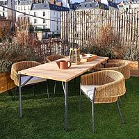Contemporary dining table LAPELteaklacquered aluminum baserectangular