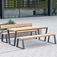 Contemporary table and bench set CAMPUSwoodenaluminumoutdoor