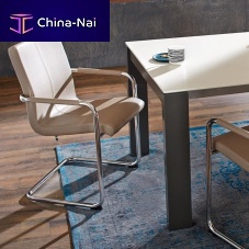 Contemporary chair SPEISENindoorleatherchromed metal base