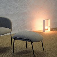 Contemporary pouf PORTIAfabricleatherwooden