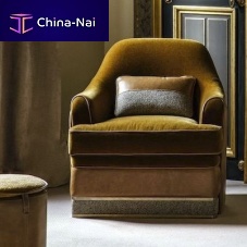 Contemporary armchair MATHURINSvelvetleathergreen