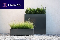 Galvanised steel planter FLOWERBOXsquarecontemporaryindoor