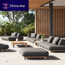 Contemporary ottoman CALAfabricteakaluminum