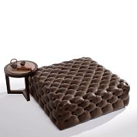 Contemporary ottoman MEMORYfabricleatherupholstered