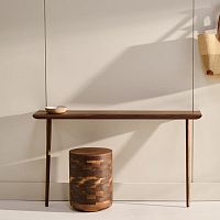 Contemporary stool La SoucheoakAmerican walnutoak base
