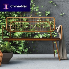 Contemporary garden bench OPL Dpainted metalwith backrestwith armrests