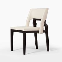 Contemporary chair GALLATINfabricleatherwalnut base
