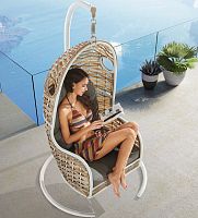 Rattan garden swing seat HY-20215Lmetalself-supportingwith removable cushion