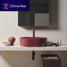 Countertop washbasin THEO - THLAO - CORALLO/CARMINIOceramichigh-glosswithout hole