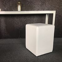 Contemporary pouf BURJleathersquarewhite