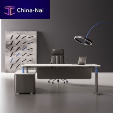 Contemporary work table UP7woodensheet metalmetal base