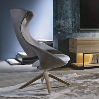 Contemporary relax armchair V-Cubefabricleatherwith reclining back