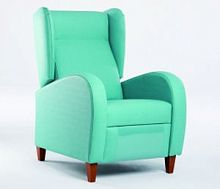 Traditional relaxing armchair Avanzafabricsolid woodwith footrest
