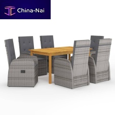 Contemporary table and chair set vidaXL 7 : 3067812rattanacaciasolid wood