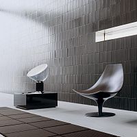 Contemporary armchair MOONleatherpolyurethaneblack