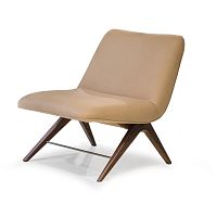 Contemporary fireside chair V219leatherwalnutmetal
