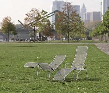 Contemporary sun lounger BORNHOLMmeshsteelwith wheels
