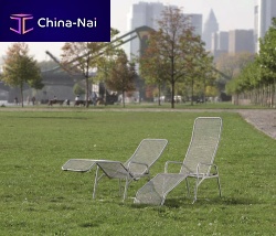 Contemporary sun lounger BORNHOLMmeshsteelwith wheels