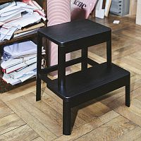 Contemporary stool ARISEoakwith footrestblack