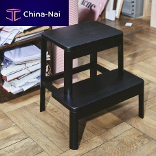 Contemporary stool ARISEoakwith footrestblack