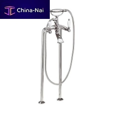 Double-handle shower mixer tap RT4102XL for bathtubfloor-mountedchrome-plated brass