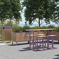 Contemporary table and chair set Amagerlarchpowder-coated steelrectangular