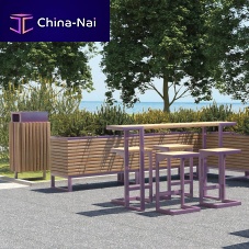 Contemporary table and chair set Amagerlarchpowder-coated steelrectangular