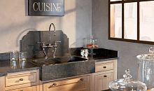 Single-bowl kitchen sink without drainboardmarbleapron-front
