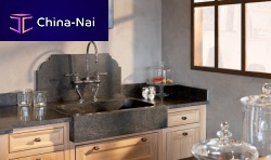 Single-bowl kitchen sink without drainboardmarbleapron-front