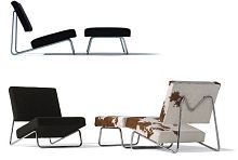 Contemporary fireside chair HIRCHEfabricwith footrest