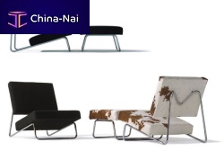Contemporary fireside chair HIRCHEfabricwith footrest