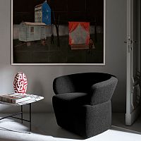 Contemporary armchair JOSEPHINEfabricleatherwooden