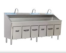 3-station surgical sink MEY 1030stainless steelwith knee-operated tap