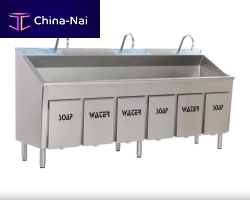 3-station surgical sink MEY 1030stainless steelwith knee-operated tap