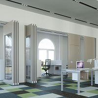Removable partition ROLLING WALL LIGHTfoldingwoodenglass