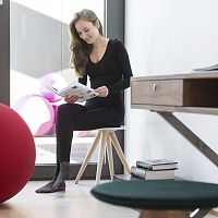 Contemporary stool FAT FLAT woodenoaksolid wood