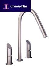Countertop double-handle mixer tap T45 Estainless steelkitchen3-hole