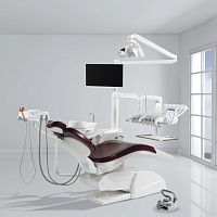 Dental unit with adjustable headrest NTcompactwith monitorwith hygiene system