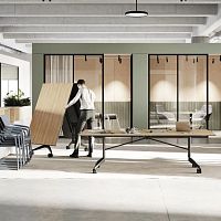 Contemporary boardroom table 440 CONFAIRwood veneerlaminatemetal base