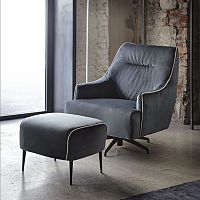 Contemporary armchair URBINO leatherfabricwith footrest