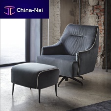 Contemporary armchair URBINO leatherfabricwith footrest