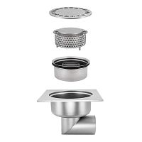 Stainless steel floor drain TOTAL HYGIENIC DIS. 0012for kitchenfor industrial applicationsgrated