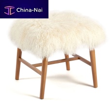 Contemporary stool NANOleathersolid woodsolid wood base