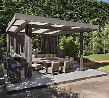 Self-supporting pergola oakfabric canopycustom