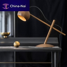 Table lamp LUNEwoodencontemporarycorded